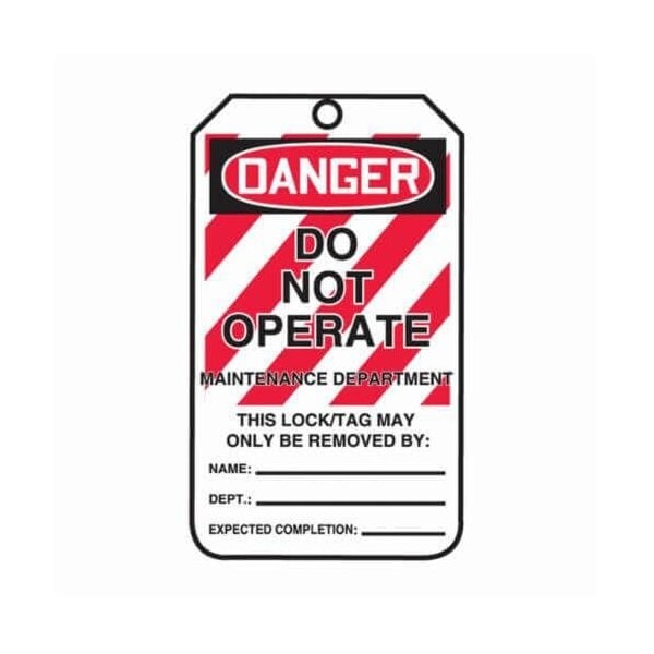 Accuform Safety Tags, DANGER DO NOT OPERATE MAINTENANCE DEPT, 5.75in x 3.25in, PF-Cardstock, 25PK MLT401CTP - main